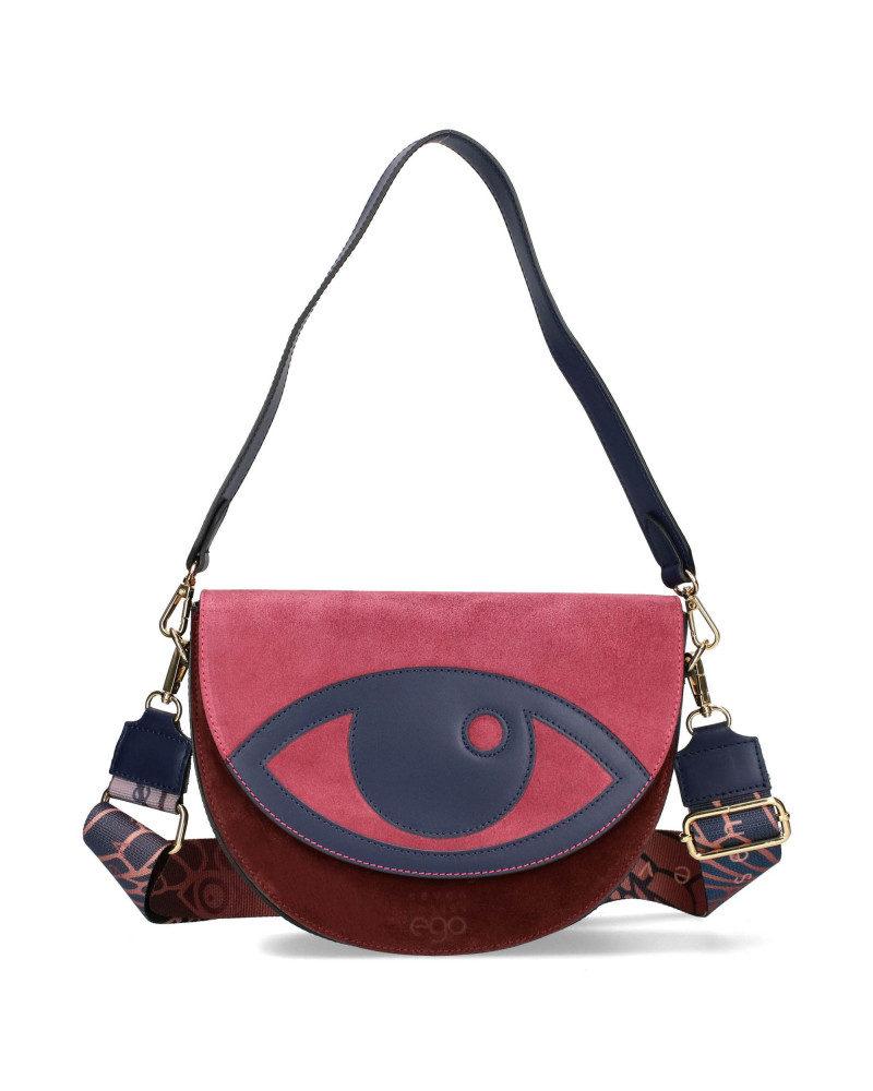 Leather suede handbag with an eye
