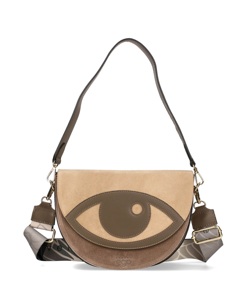 Leather suede handbag with an eye