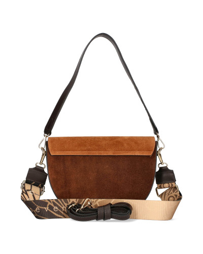 Leather suede handbag with an eye