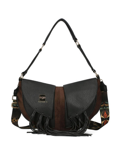 Suede bag with detachable fringes