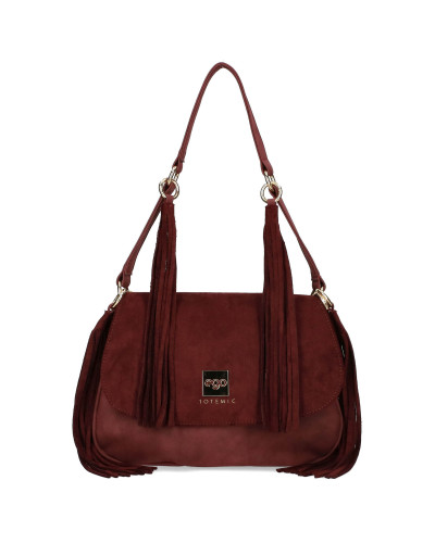 Torebka zamszowa z przepinanymi frędzlami