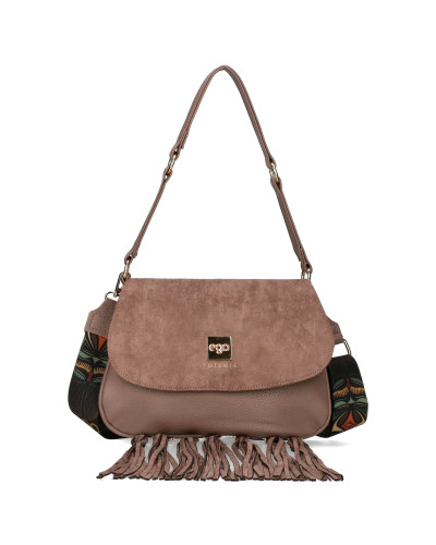 Suede bag with detachable fringes