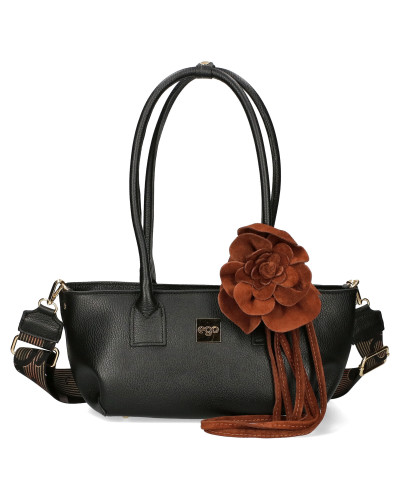 Elongated bag with a flower