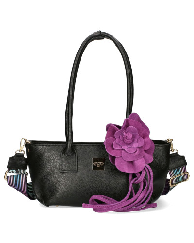 Elongated bag with a flower