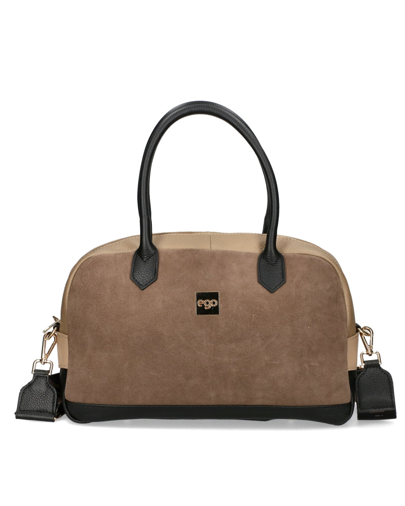 A spacious leather handbag