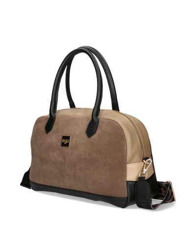 A spacious leather handbag