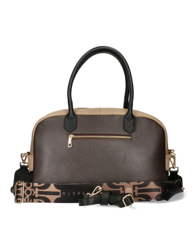 A spacious leather handbag