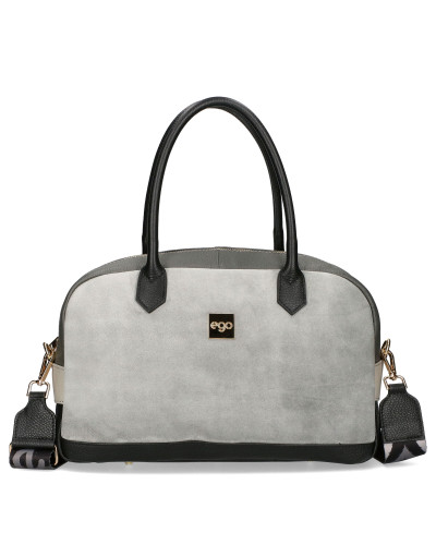 A spacious leather handbag