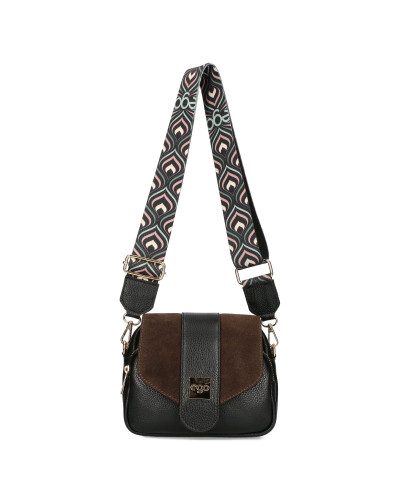 Leather bag with a flap and interchangeable straps