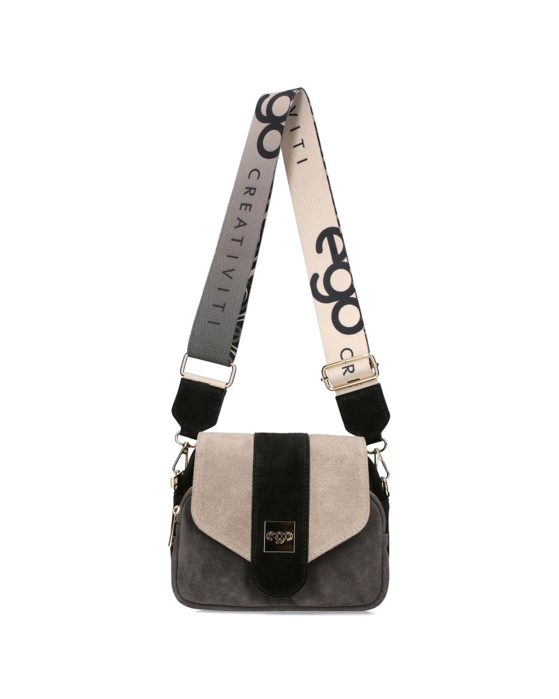 Leather bag with a flap and interchangeable straps