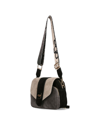 Leather bag with a flap and interchangeable straps