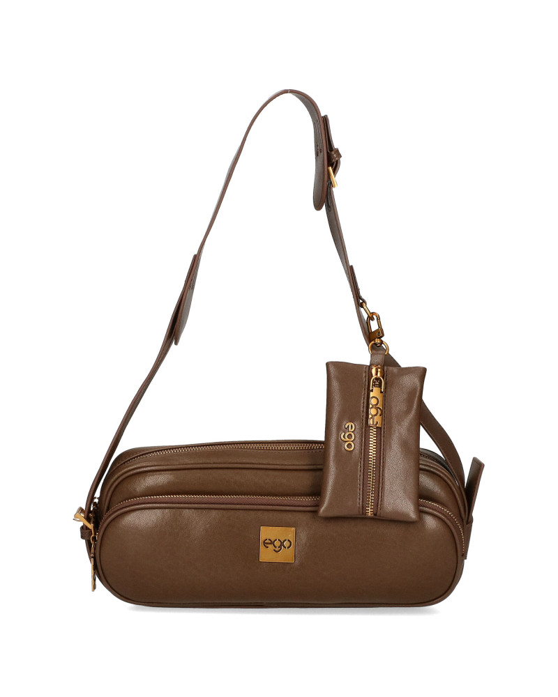 Oblong bag with a detachable pouch