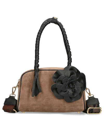 Women's handbag with a detachable flower