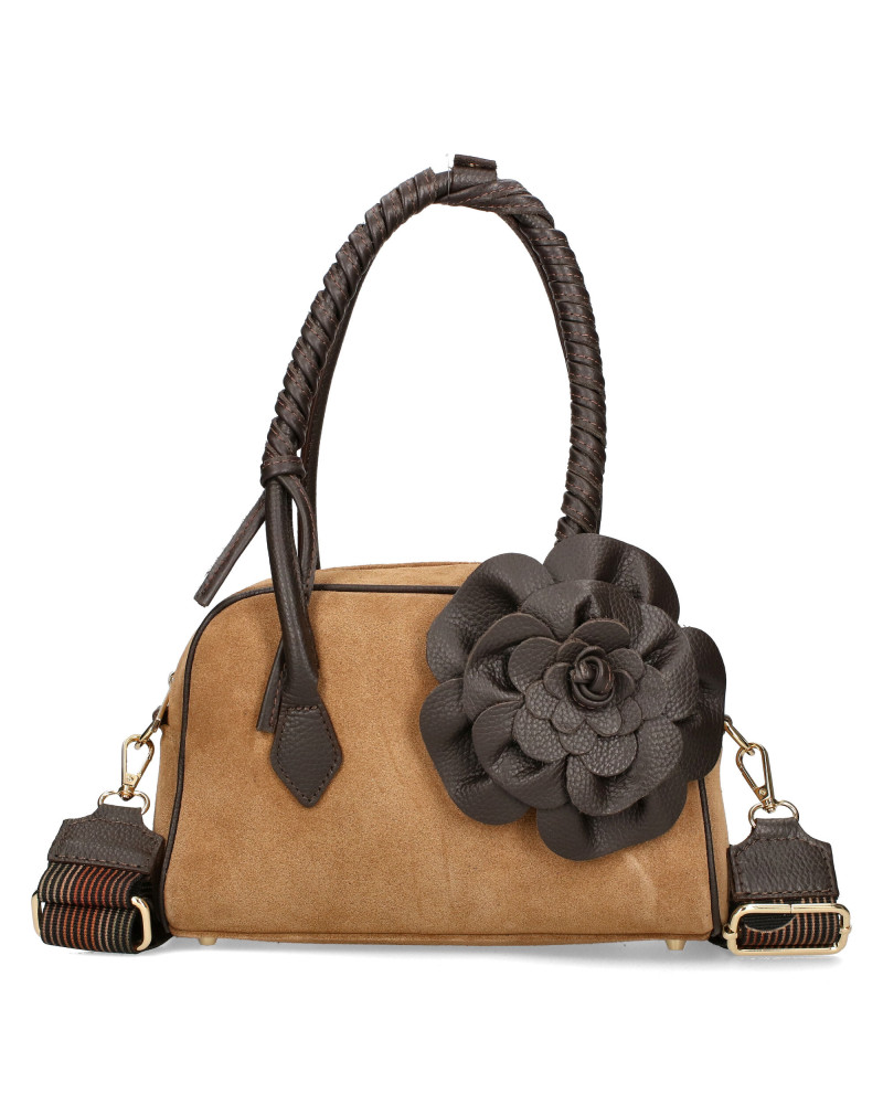 Women's handbag with a detachable flower