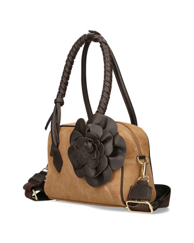 Women's handbag with a detachable flower