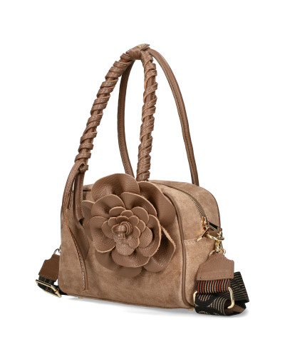 Women's handbag with a detachable flower