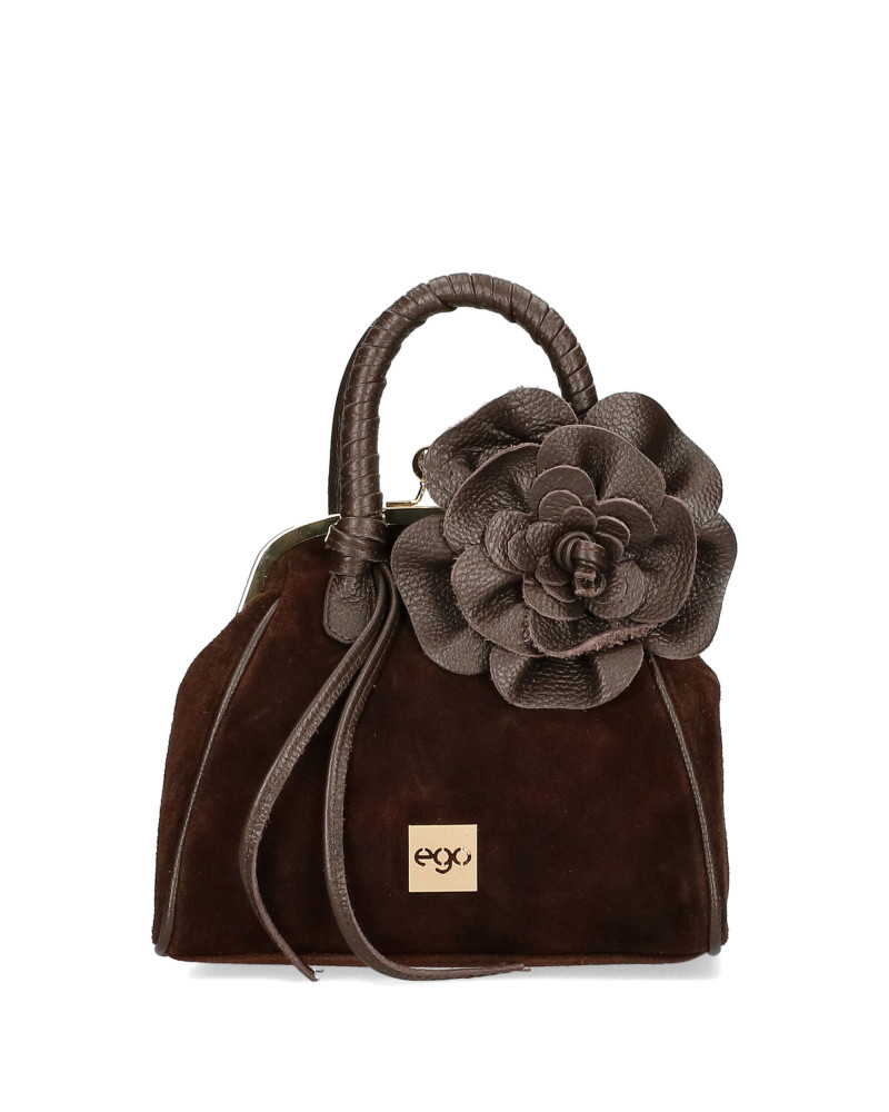 Suede bag with a hook closure