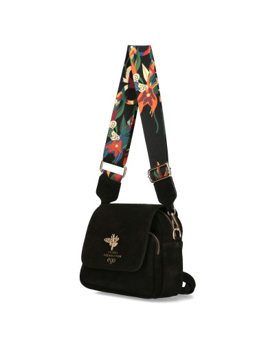 蜂の模様が入った小さなスエードレザーバッグ