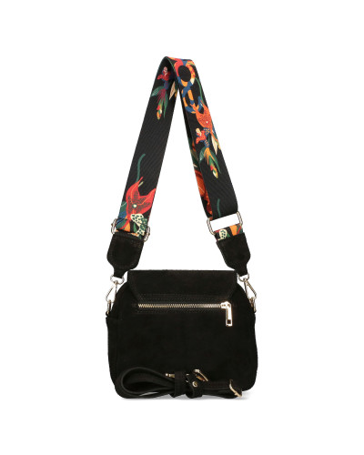 蜂の模様が入った小さなスエードレザーバッグ