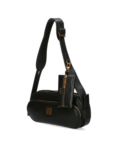 Oblong bag with a detachable pouch