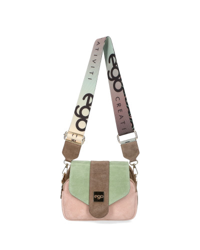 Leather handbag with flap