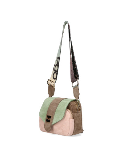 Leather handbag with flap