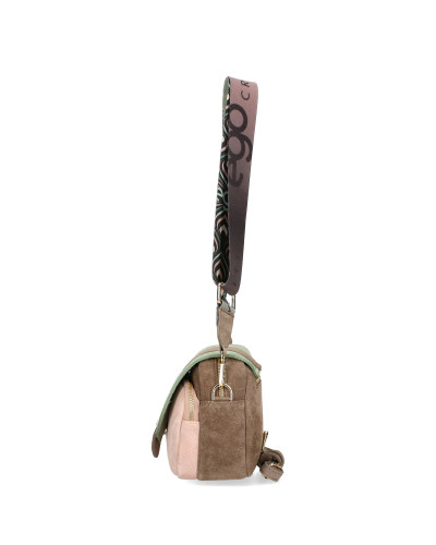 Leather handbag with flap