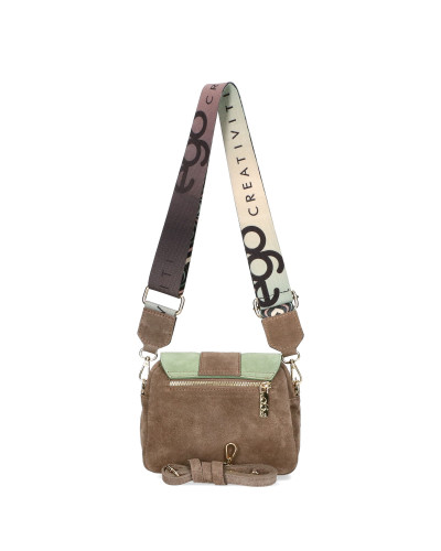 Leather handbag with flap
