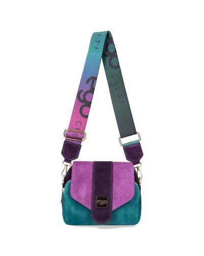 Leather handbag with flap