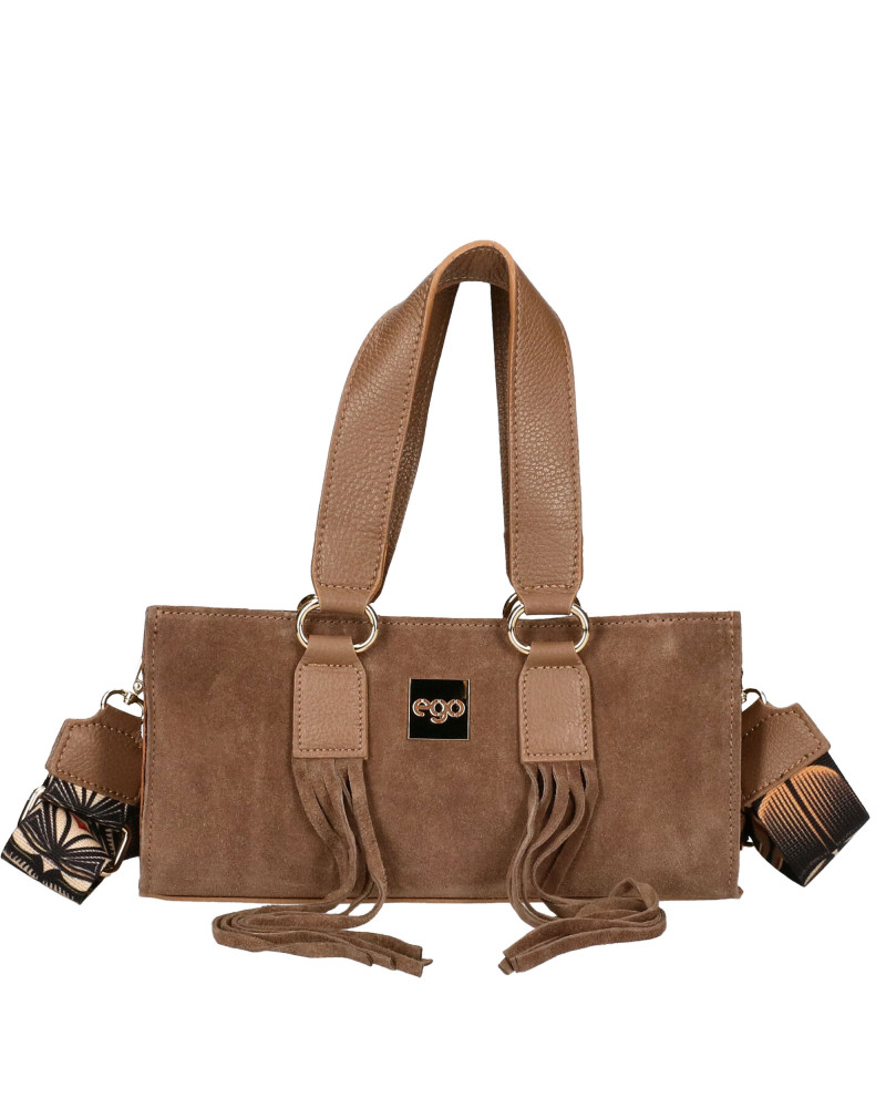 Oblong leather handbag