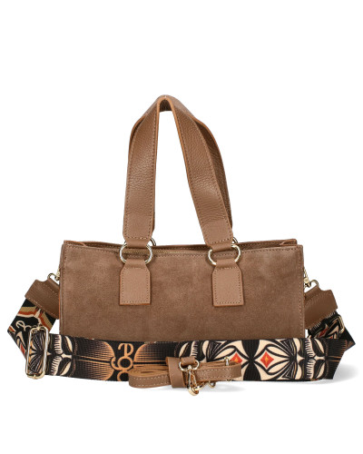 Oblong leather handbag