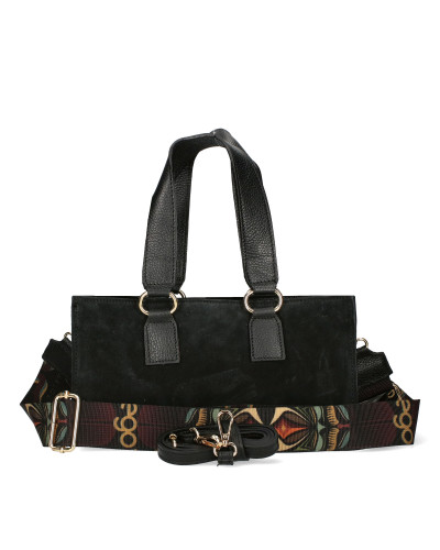 Oblong leather handbag