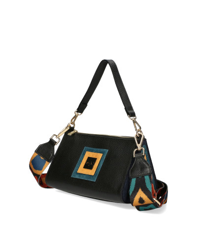 Triangular leather handbag