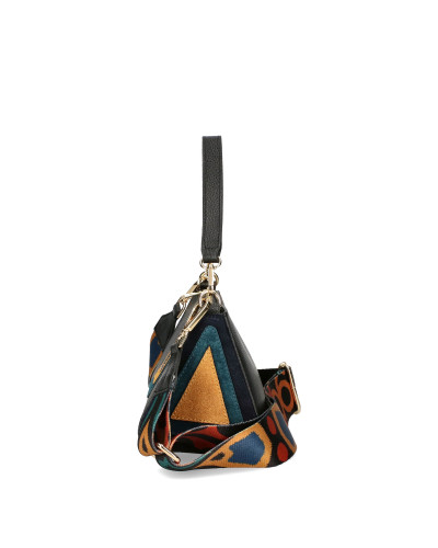 Triangular leather handbag