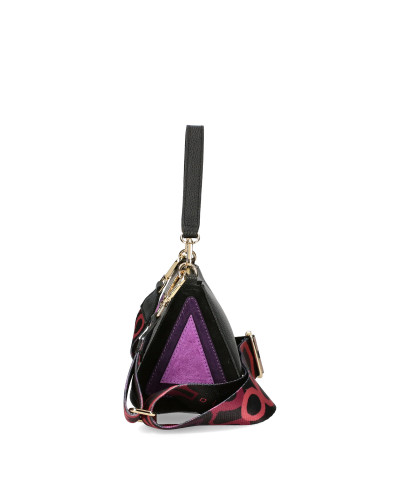 Triangular leather handbag
