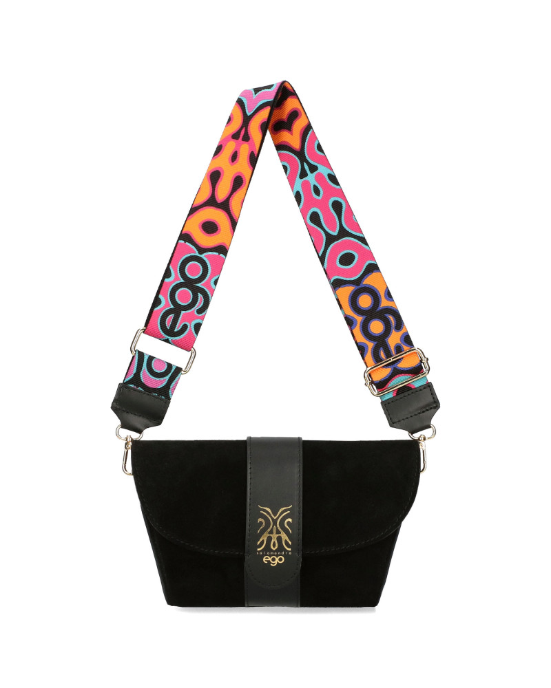 Small handbag with a tab in the center