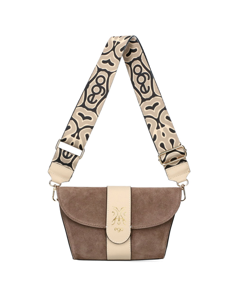 Small handbag with a tab in the center