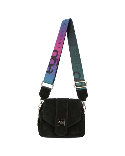 Leather handbag with flap
