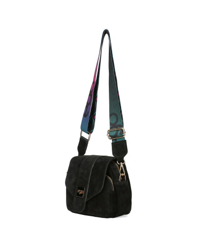 Leather handbag with flap