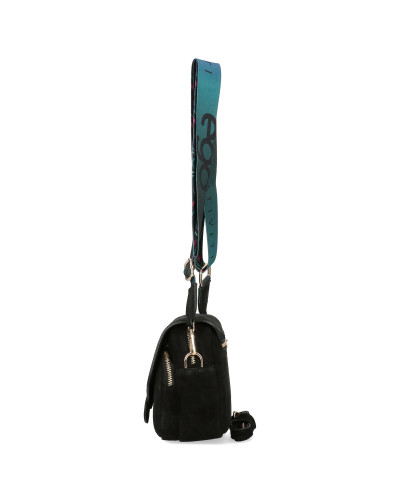Leather handbag with flap