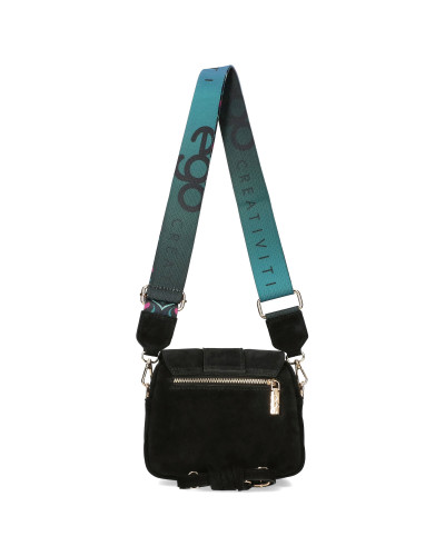 Leather handbag with flap