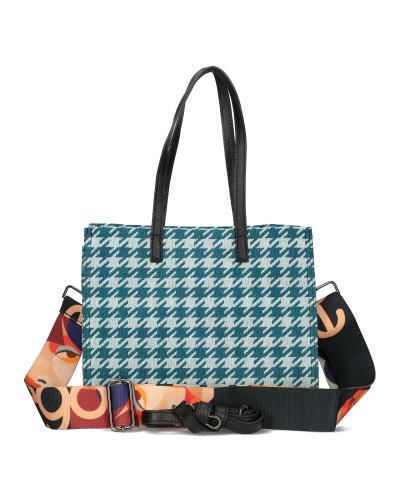 Medium-sized bag in houndstooth pattern