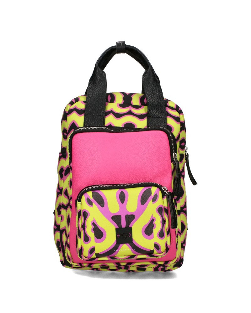 Backpack with a printed salamander motif