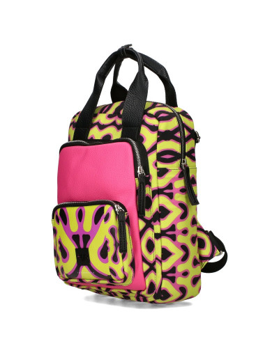 Backpack with a printed salamander motif