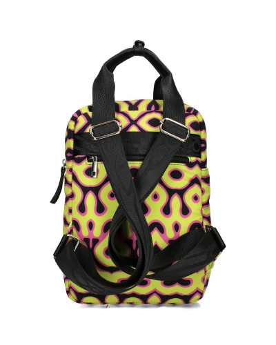 Backpack with a printed salamander motif
