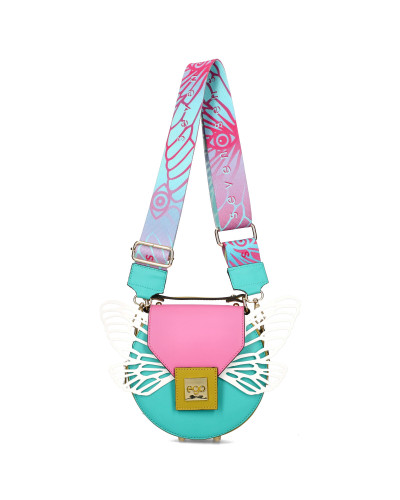 Round bag with detachable wings packed in a box