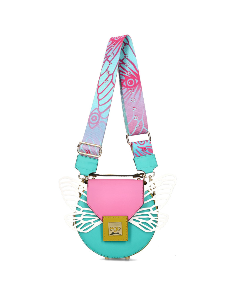 Round bag with detachable wings packed in a box