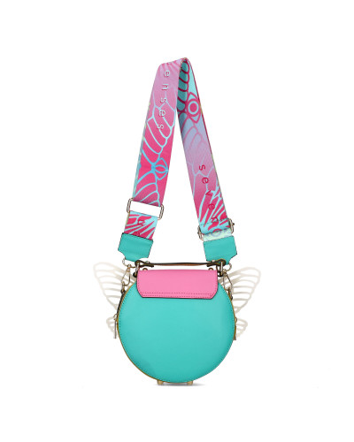 Round bag with detachable wings packed in a box