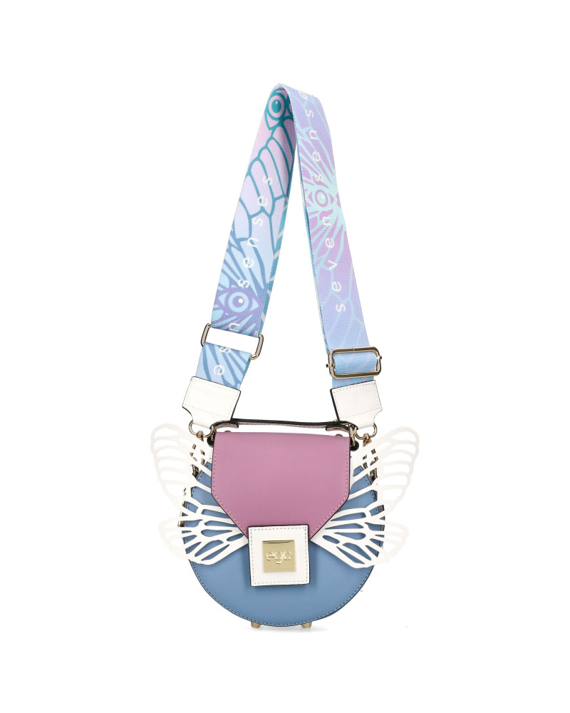 Round bag with detachable wings packed in a box