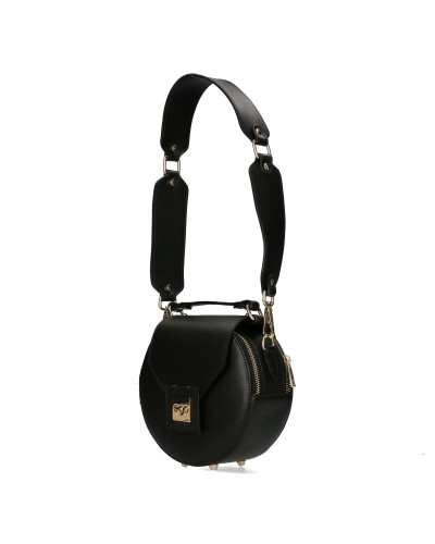 Okrągła torebka z odpinanymi skrzydłami zapakowana w pudełko